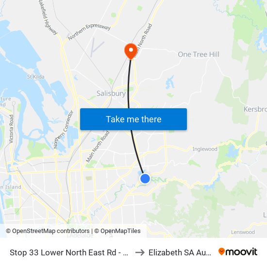 Stop 33 Lower North East Rd - East side to Elizabeth SA Australia map