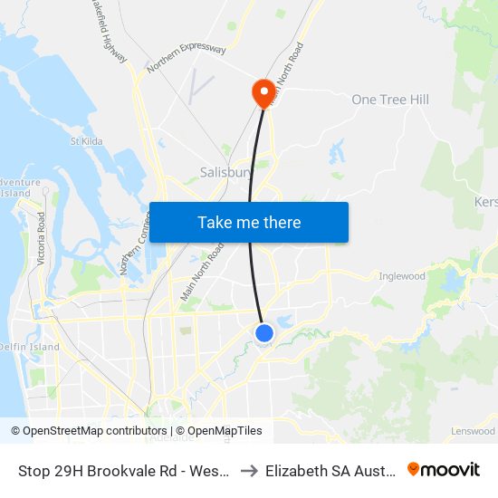 Stop 29H Brookvale Rd - West side to Elizabeth SA Australia map