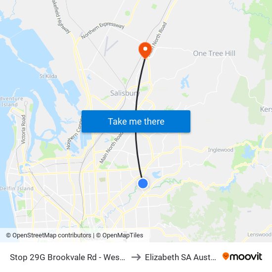 Stop 29G Brookvale Rd - West side to Elizabeth SA Australia map