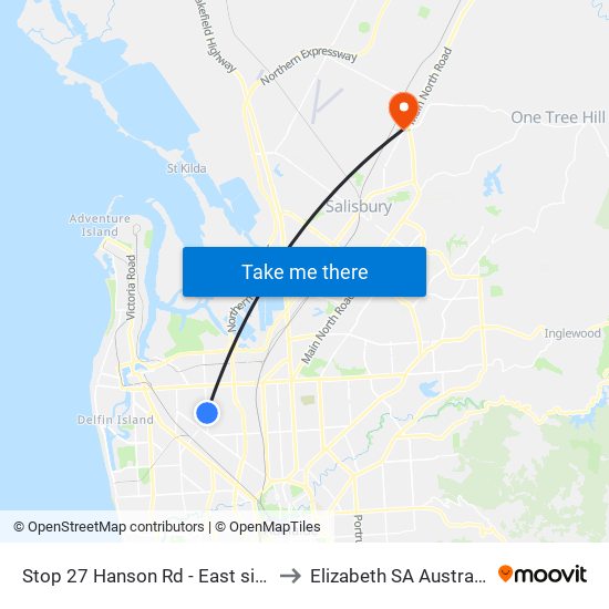 Stop 27 Hanson Rd - East side to Elizabeth SA Australia map
