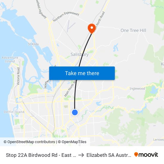 Stop 22A Birdwood Rd - East side to Elizabeth SA Australia map