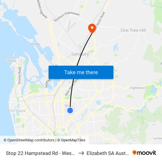 Stop 22 Hampstead Rd - West side to Elizabeth SA Australia map