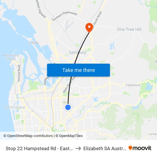 Stop 22 Hampstead Rd - East side to Elizabeth SA Australia map