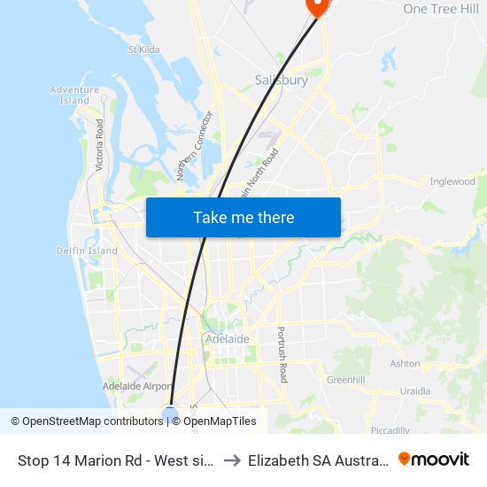 Stop 14 Marion Rd - West side to Elizabeth SA Australia map