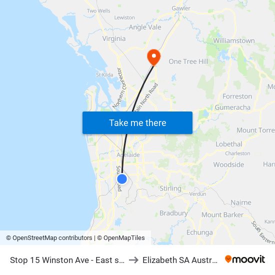 Stop 15 Winston Ave - East side to Elizabeth SA Australia map
