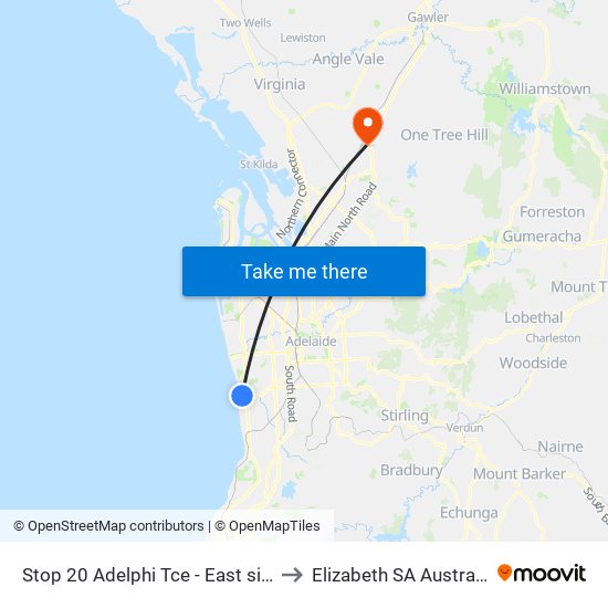 Stop 20 Adelphi Tce - East side to Elizabeth SA Australia map