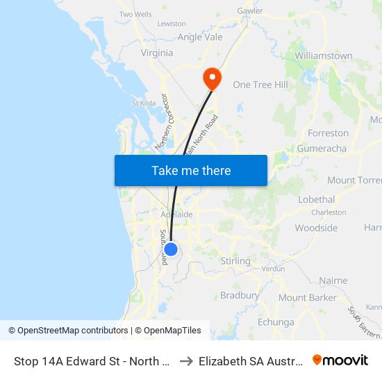 Stop 14A Edward St - North side to Elizabeth SA Australia map