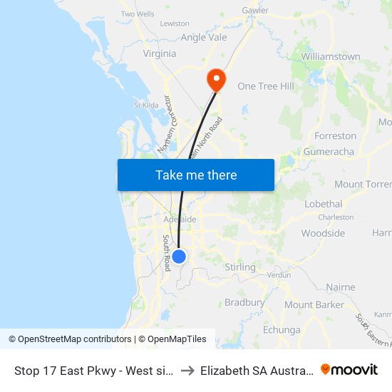Stop 17 East Pkwy - West side to Elizabeth SA Australia map
