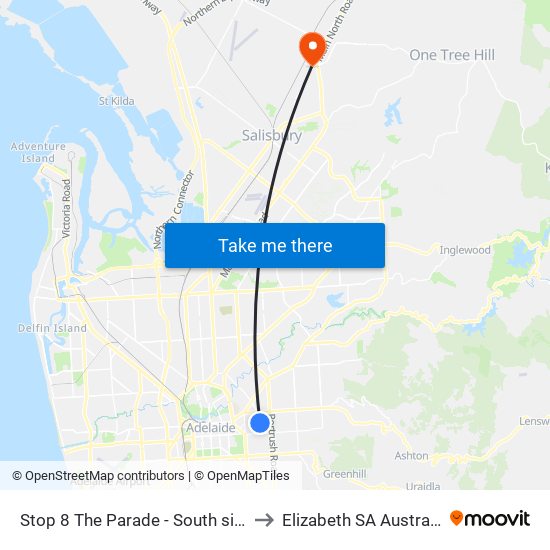 Stop 8 The Parade - South side to Elizabeth SA Australia map