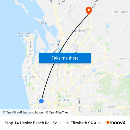 Stop 14 Henley Beach Rd - South side to Elizabeth SA Australia map