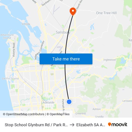 Stop School Glynburn Rd / Park Rd - West side to Elizabeth SA Australia map