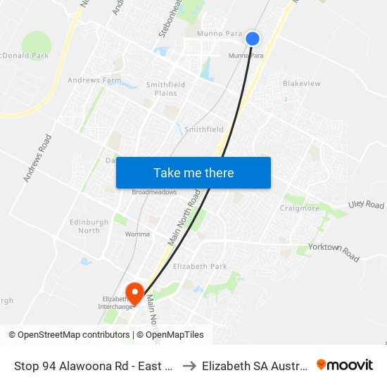 Stop 94 Alawoona Rd - East side to Elizabeth SA Australia map