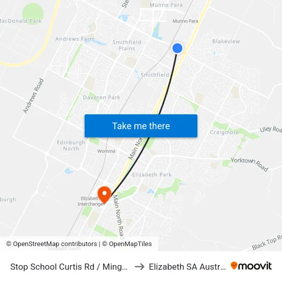 Stop School Curtis Rd / Mingari St to Elizabeth SA Australia map