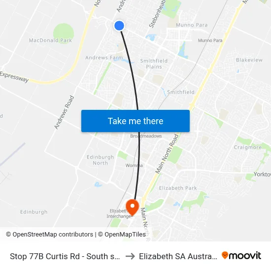 Stop 77B Curtis Rd - South side to Elizabeth SA Australia map