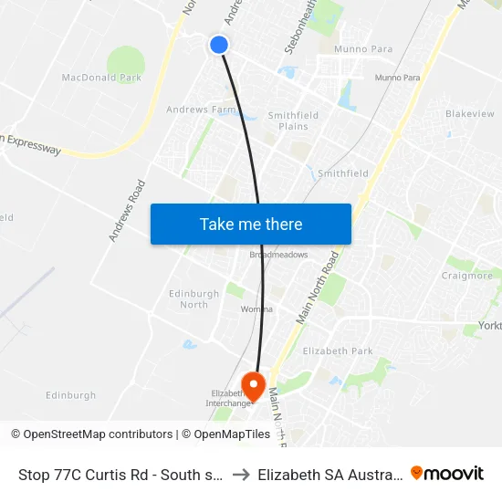 Stop 77C Curtis Rd - South side to Elizabeth SA Australia map