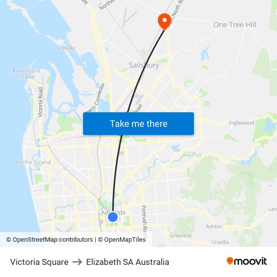 Victoria Square to Elizabeth SA Australia map