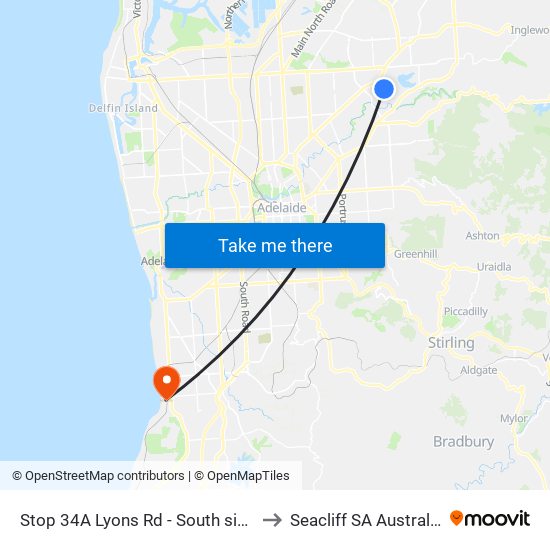 Stop 34A Lyons Rd - South side to Seacliff SA Australia map