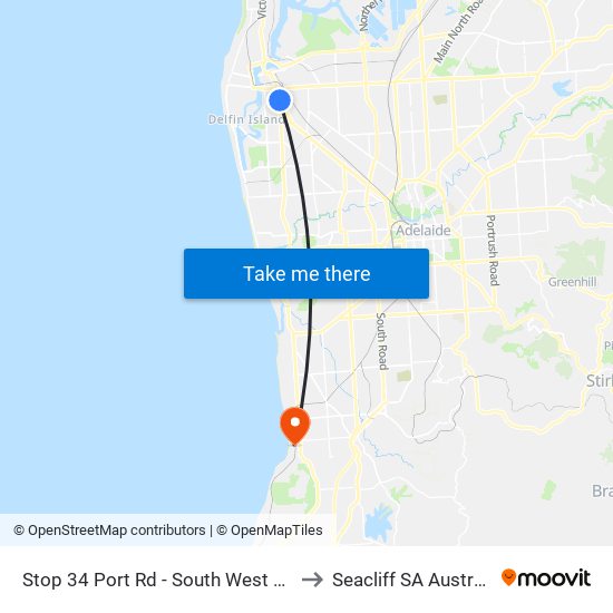 Stop 34 Port Rd - South West side to Seacliff SA Australia map