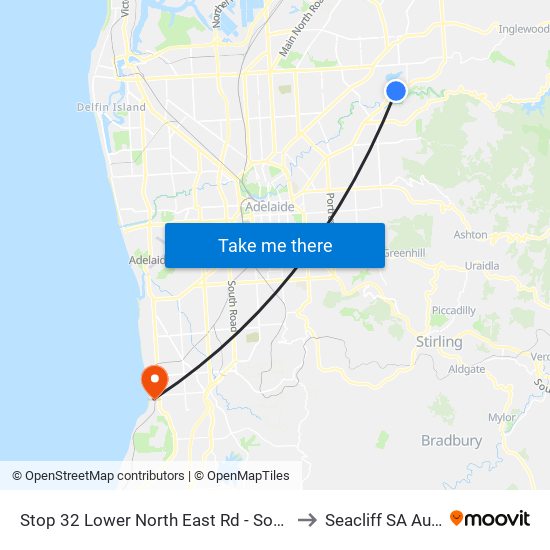 Stop 32 Lower North East Rd - South East side to Seacliff SA Australia map