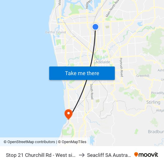 Stop 21 Churchill Rd - West side to Seacliff SA Australia map