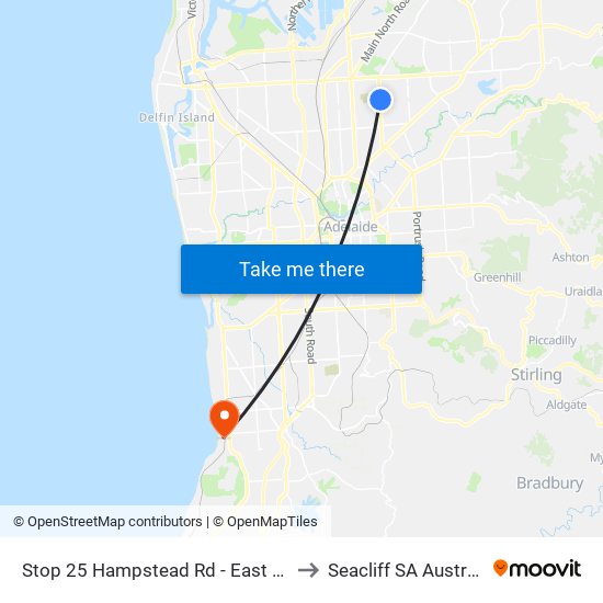 Stop 25 Hampstead Rd - East side to Seacliff SA Australia map