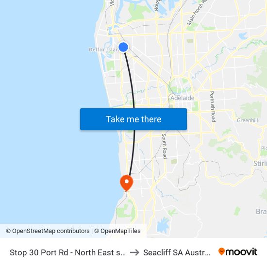 Stop 30 Port Rd - North East side to Seacliff SA Australia map