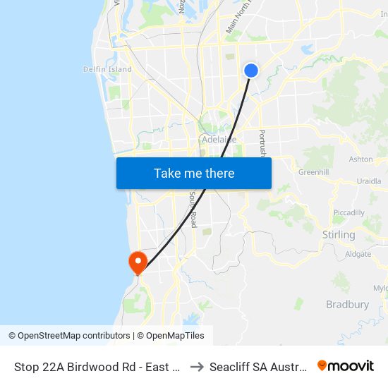 Stop 22A Birdwood Rd - East side to Seacliff SA Australia map