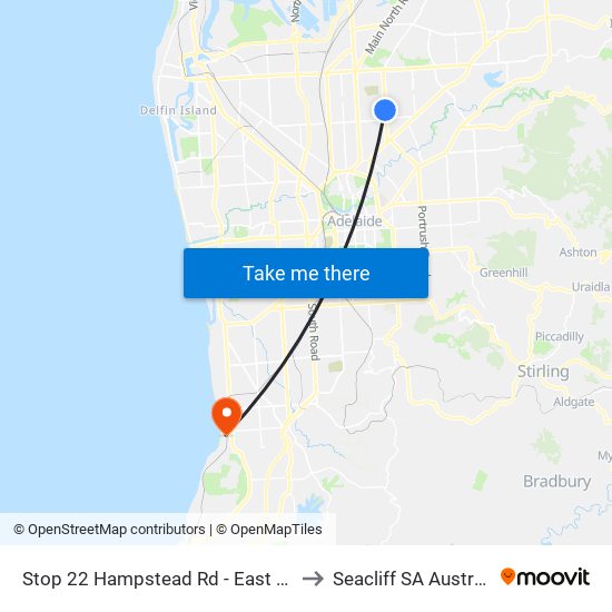 Stop 22 Hampstead Rd - East side to Seacliff SA Australia map