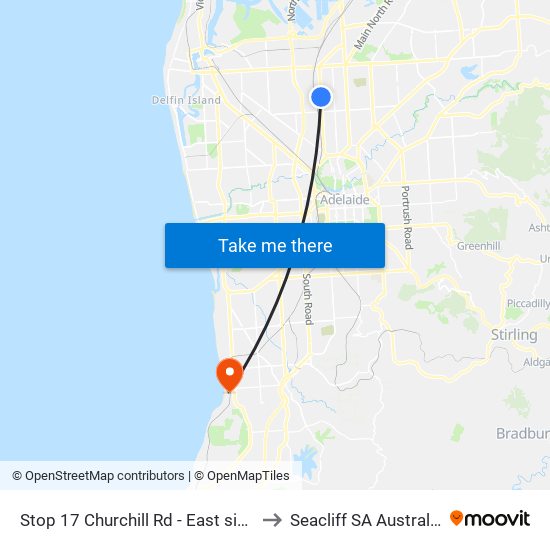 Stop 17 Churchill Rd - East side to Seacliff SA Australia map