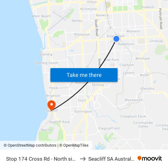 Stop 174 Cross Rd - North side to Seacliff SA Australia map