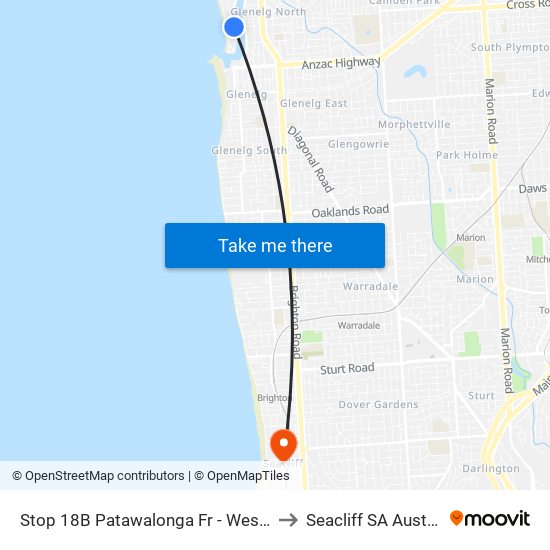 Stop 18B Patawalonga Fr - West side to Seacliff SA Australia map