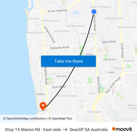 Stop 15 Marion Rd - East side to Seacliff SA Australia map