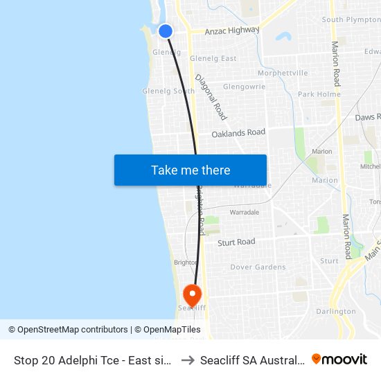 Stop 20 Adelphi Tce - East side to Seacliff SA Australia map