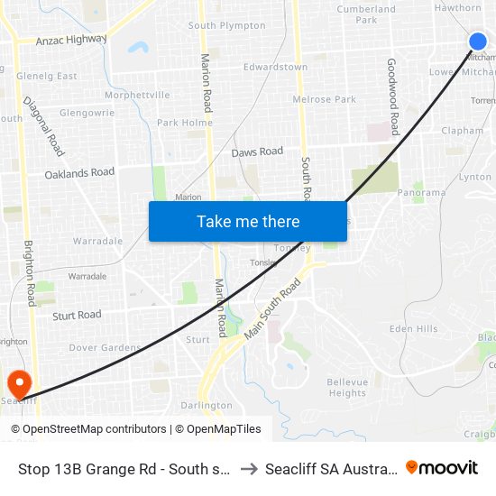 Stop 13B Grange Rd - South side to Seacliff SA Australia map