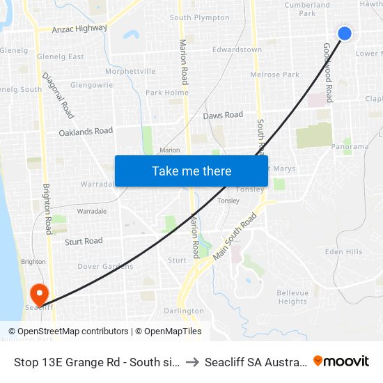 Stop 13E Grange Rd - South side to Seacliff SA Australia map