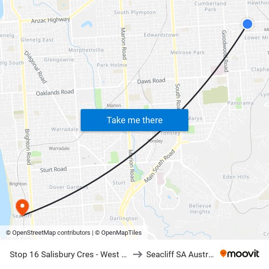 Stop 16 Salisbury Cres - West side to Seacliff SA Australia map