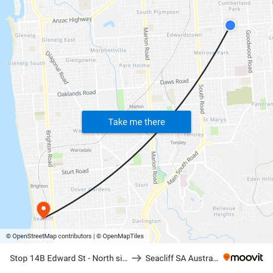Stop 14B Edward St - North side to Seacliff SA Australia map