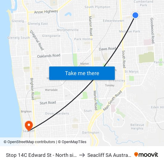 Stop 14C Edward St - North side to Seacliff SA Australia map