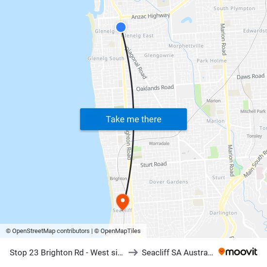 Stop 23 Brighton Rd - West side to Seacliff SA Australia map