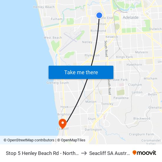 Stop 5 Henley Beach Rd - North side to Seacliff SA Australia map