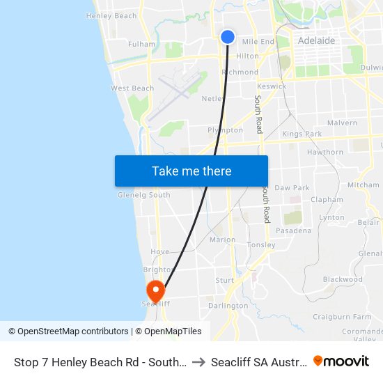Stop 7 Henley Beach Rd - South side to Seacliff SA Australia map