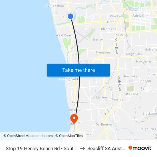 Stop 19 Henley Beach Rd - South side to Seacliff SA Australia map