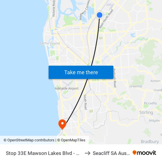 Stop 33E Mawson Lakes Blvd - West side to Seacliff SA Australia map