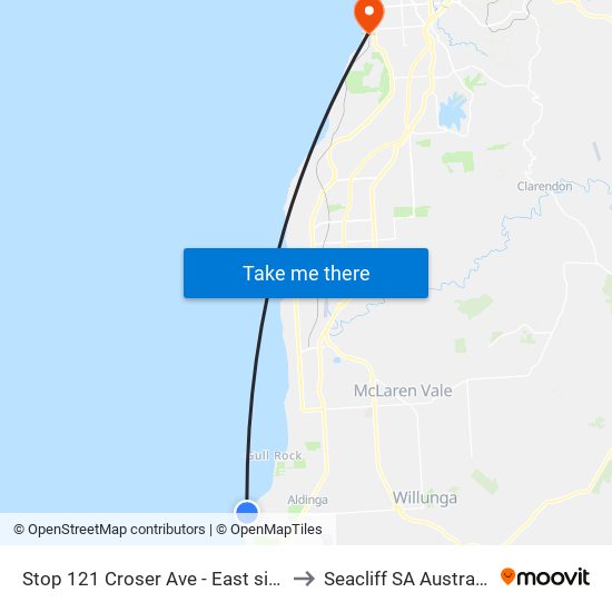 Stop 121 Croser Ave - East side to Seacliff SA Australia map