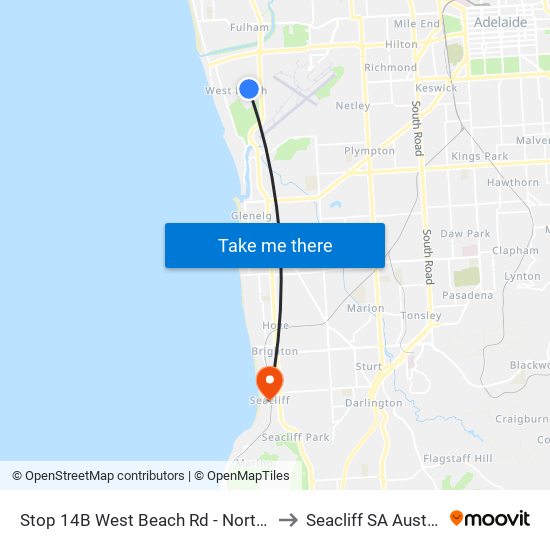 Stop 14B West Beach Rd - North side to Seacliff SA Australia map