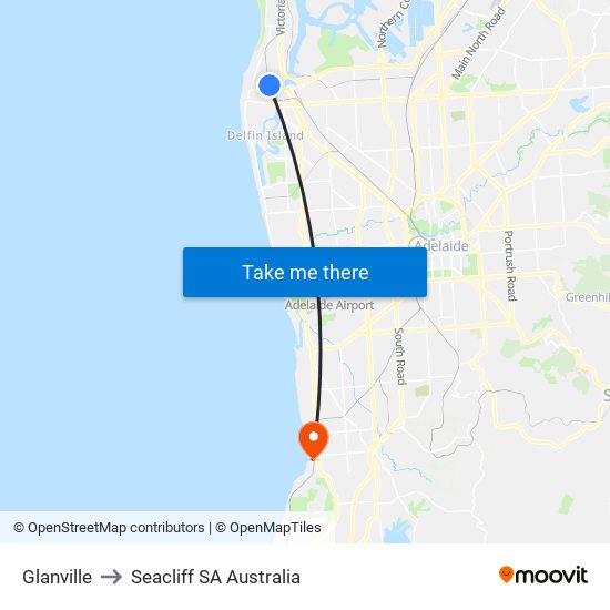 Glanville to Seacliff SA Australia map