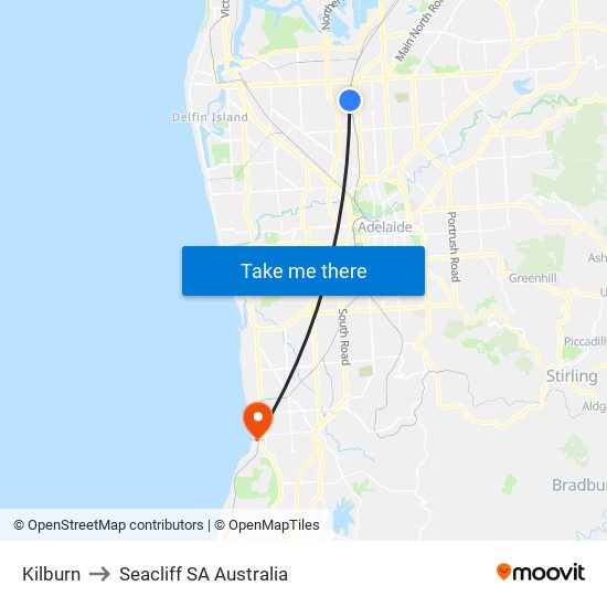 Kilburn to Seacliff SA Australia map