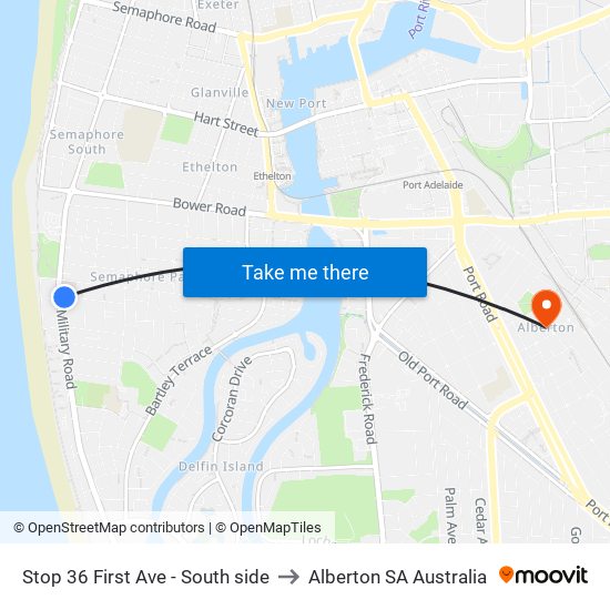 Stop 36 First Ave - South side to Alberton SA Australia map