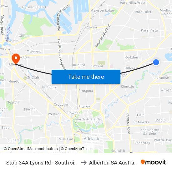 Stop 34A Lyons Rd - South side to Alberton SA Australia map
