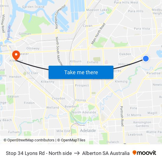 Stop 34 Lyons Rd - North side to Alberton SA Australia map